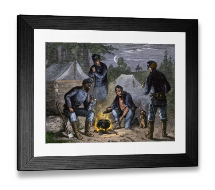 Framed Print : Union soldiers in camp, Civil War Framed Print : Union soldiers in camp, Civil War