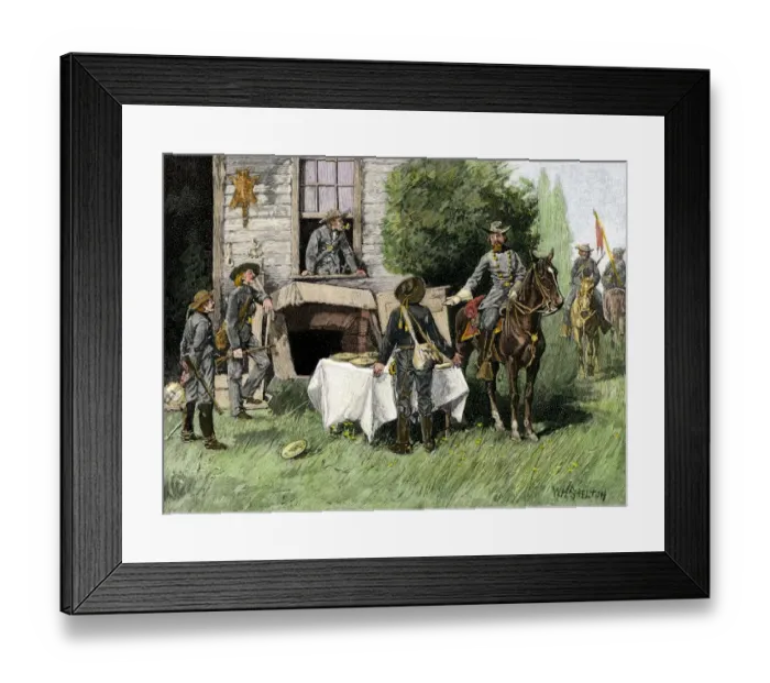 Framed Print : Foraging Confederate soldiers taking homemade pies from a farmhouse during Framed Print : Foraging Confederate soldiers taking homemade pies from a farmhouse during