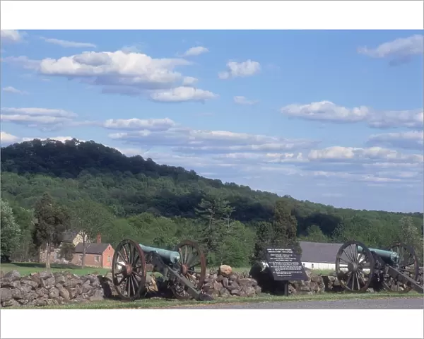 Confederate cannons aimed at Little Round Top, Gettysburg battlefield