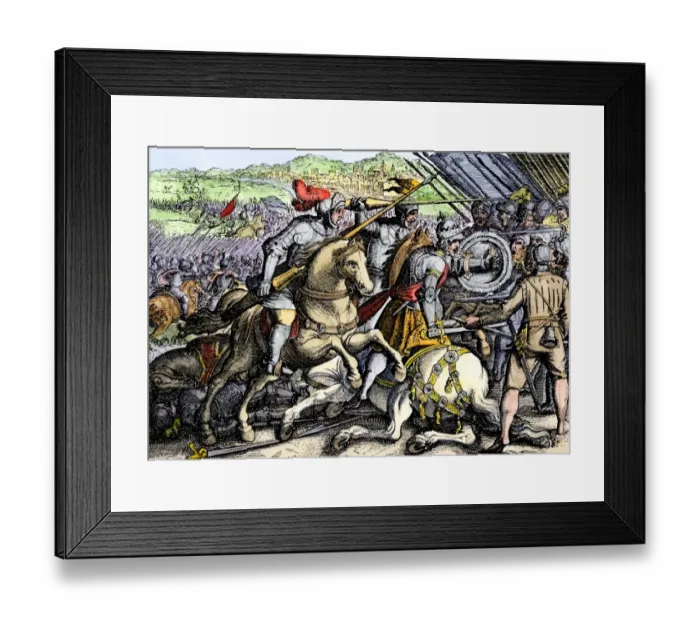 Framed Print : French king Francis I taken prisoner at Pavia during war with the Holy Roman