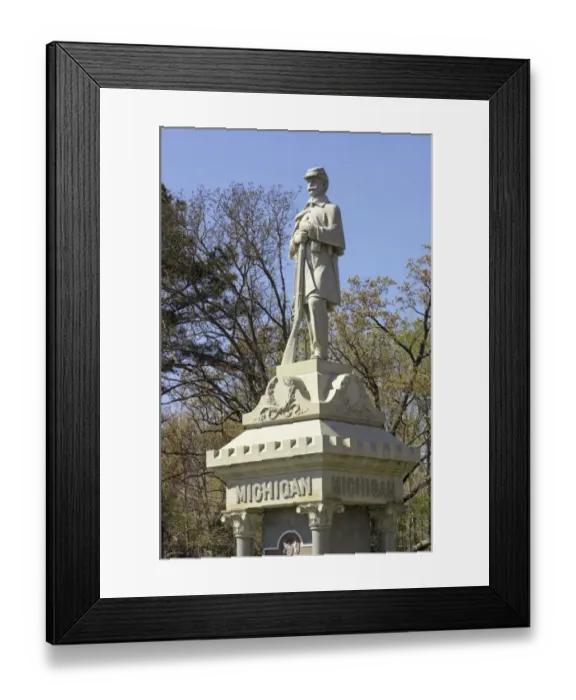 Framed Print : Monument to Civil War soldiers from Michigan who died in the Battle of Shiloh