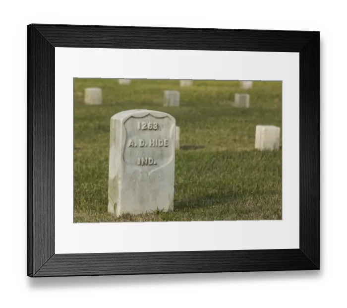 Framed Print : Indiana grave, National Cemetery, Shiloh battlefield