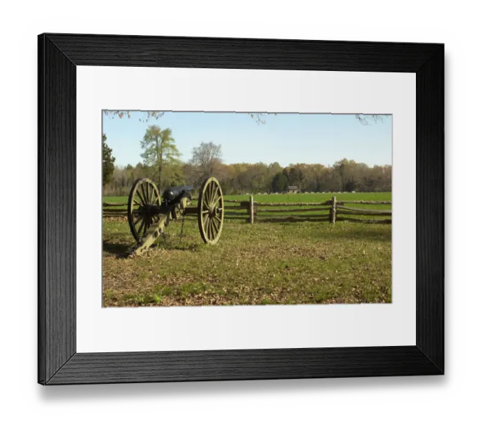 Framed Print : Confederate artillery aimed at Peach Orchard next to Manse Georges cabin Framed Print : Confederate artillery aimed at Peach Orchard next to Manse Georges cabin