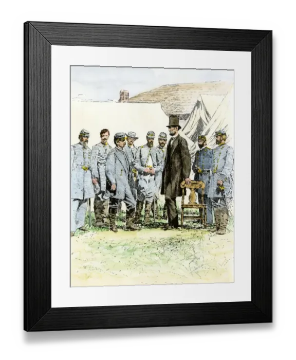 Framed Print : President Lincoln meeting with General McClellan at Antietam battlefield Framed Print : President Lincoln meeting with General McClellan at Antietam battlefield