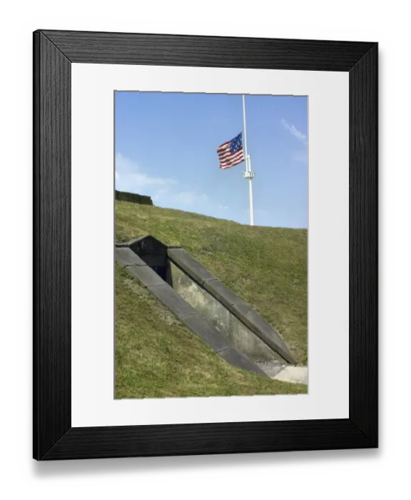 Framed Print : Flag over Fort Moultrie, Charleston SC