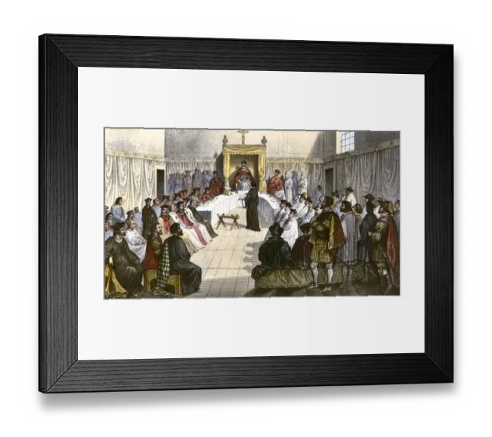 Framed Print : Trial for heresy during the Spanish Inquisition