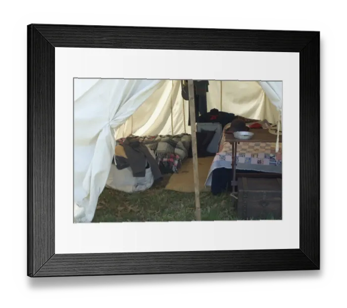 Framed Print : Officers tent at a Confederate encampment, Shiloh battlefield Framed Print : Officers tent at a Confederate encampment, Shiloh battlefield