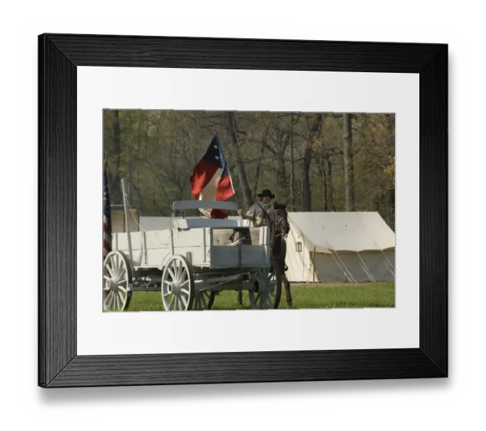 Framed Print : Reenactment of a Confederate encampment, Shiloh battlefield