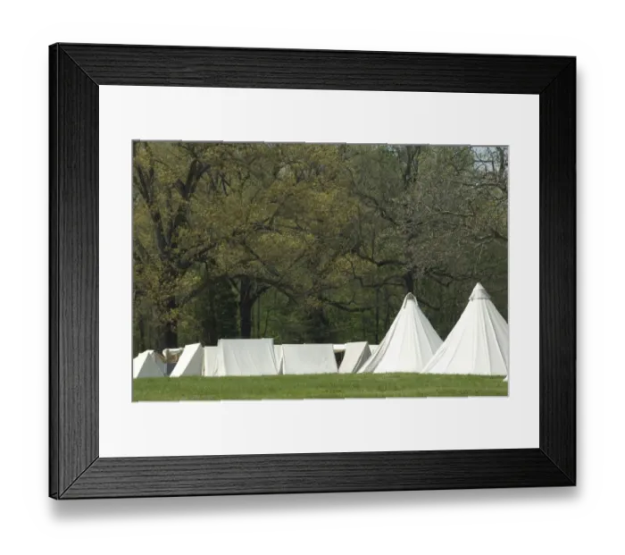 Framed Print : Reenactment of a Civil War army camp, Shiloh battlefield