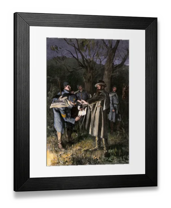 Framed Print : Union sentries reading a Confederate message, Civil War Framed Print : Union sentries reading a Confederate message, Civil War