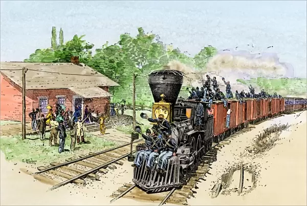 Troop train taking Union soldiers to the front