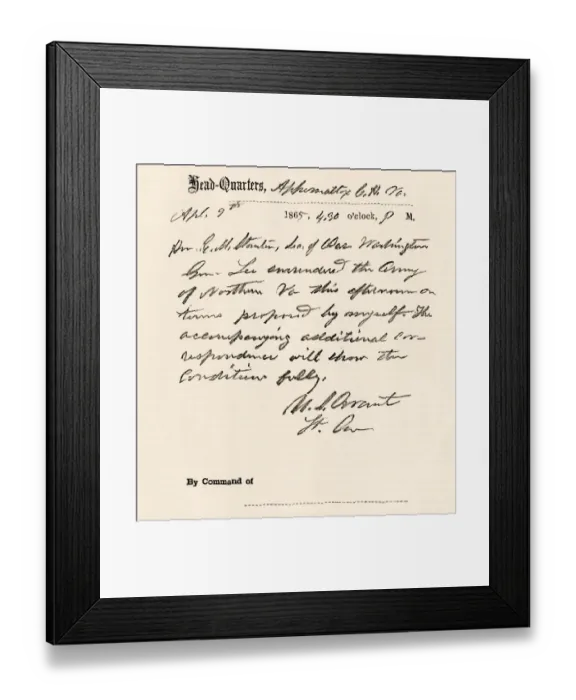 Framed Print : Surrender of General Lee reported by General Grant, 1865 Framed Print : Surrender of General Lee reported by General Grant, 1865