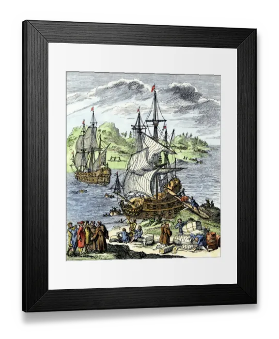 Framed Print : La Salle landing in Matagorda Bay Texas to colonize Louisiana Terrritory Framed Print : La Salle landing in Matagorda Bay Texas to colonize Louisiana Terrritory