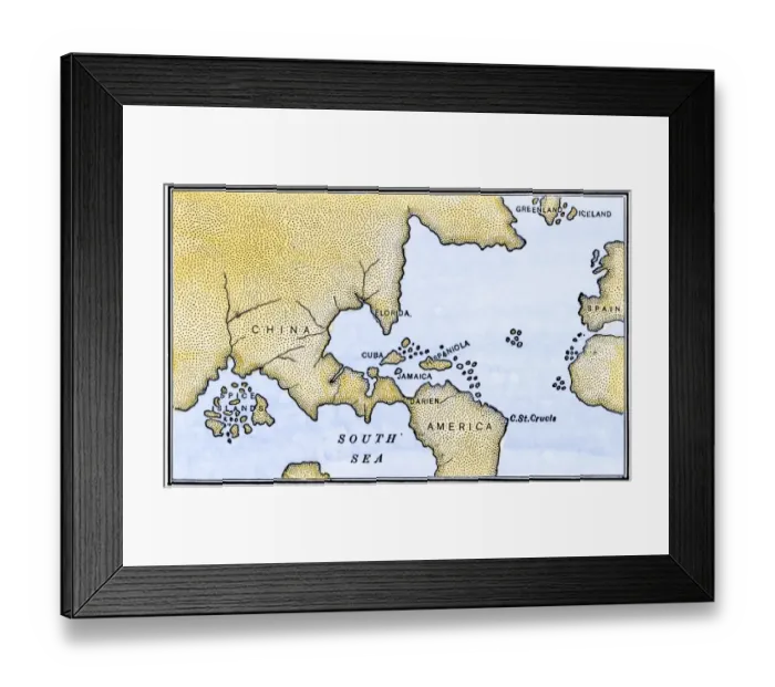 Framed Print : World map after the disoveries of Columbus and Balboa Framed Print : World map after the disoveries of Columbus and Balboa