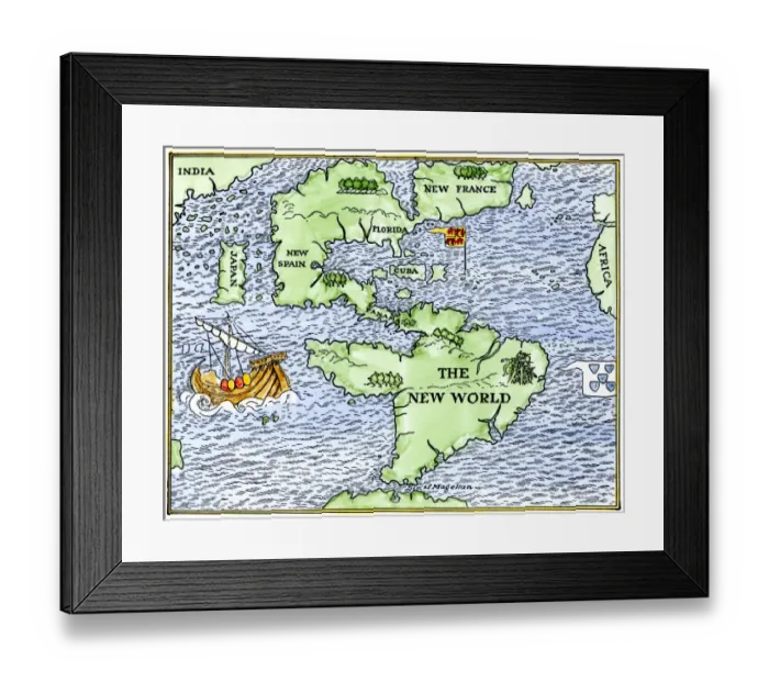 Framed Print : New World geography according to a mapmaker of 1540