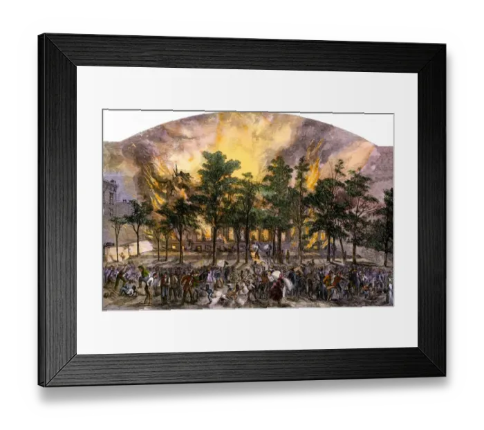 Framed Print : New York draft rioters burning a black orphanage, 1863 Framed Print : New York draft rioters burning a black orphanage, 1863
