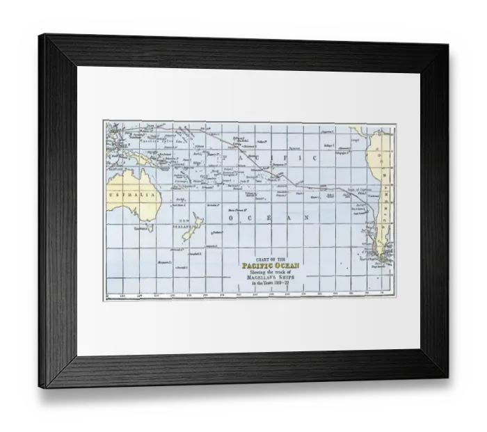 Framed Print : Magellans route across the Pacific Framed Print : Magellans route across the Pacific