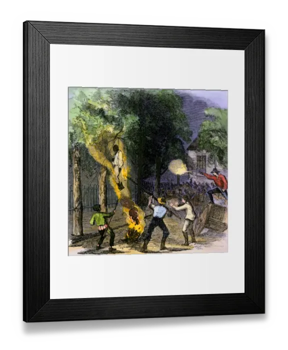 Framed Print : New York draft rioters murdering a black man, 1863 Framed Print : New York draft rioters murdering a black man, 1863
