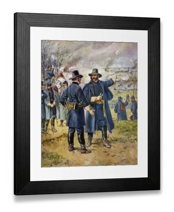 Framed Print : General Burnside ordering Hooker to charge the heights at Fredericksburg Framed Print : General Burnside ordering Hooker to charge the heights at Fredericksburg