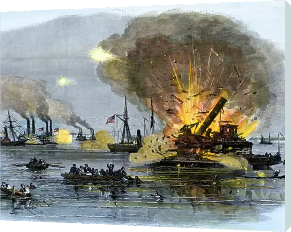 Union gunboats sunk in Galveston Bay, 1863