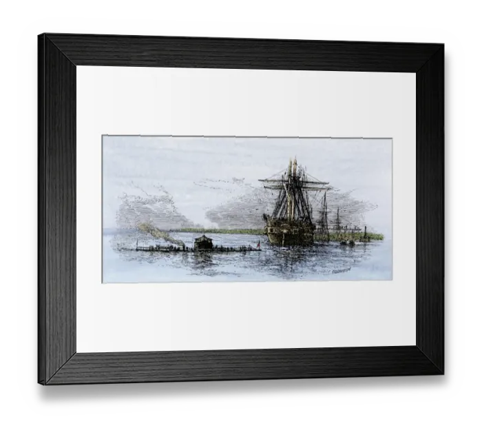 Framed Print : Arrival of the Union ironclad Monitor at Hampton Roads