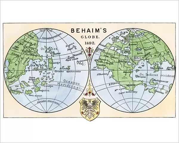 Behaims 1492 globe showing a round Earth but no New World