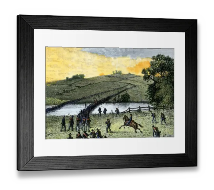 Framed Print : Union troops fording Antietam Creek, 1862 Framed Print : Union troops fording Antietam Creek, 1862