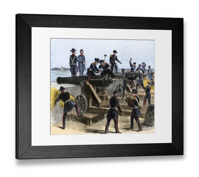 Framed Print : Union army spiking the cannons of Fort Moultrie before evacuating to Fort
