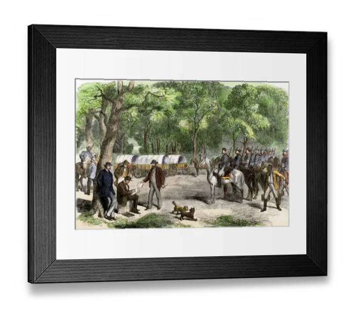 Framed Print : Jefferson Davis and Confederate government in flight from Richmond