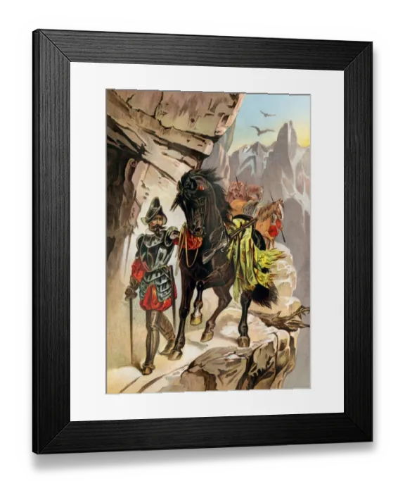 Framed Print : Francisco Pizarro expedition ascending the Andes to conquer the Inca empire in