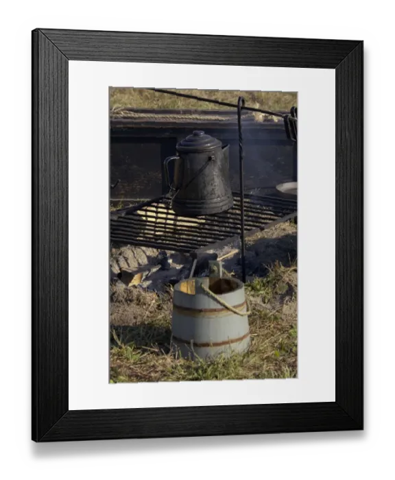 Framed Print : Camp coffeepot at a Continental Army reenactment Framed Print : Camp coffeepot at a Continental Army reenactment