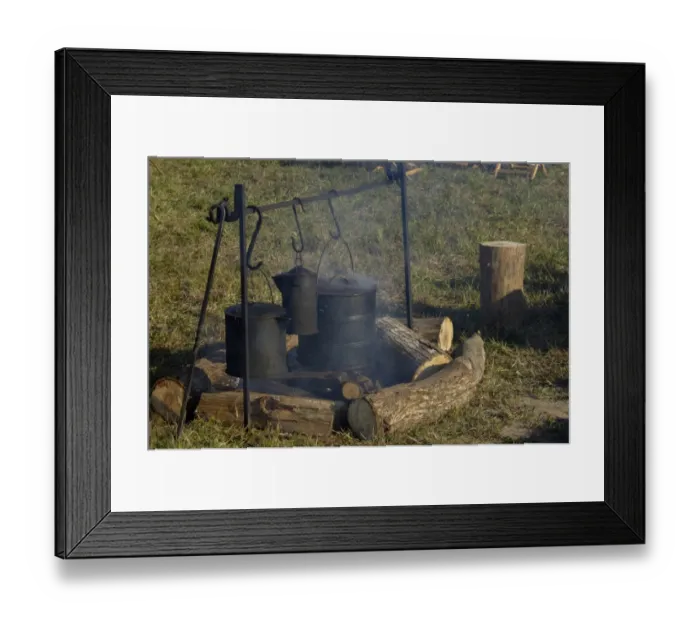 Framed Print : Camp cookpots at a Continental Army reenactment Framed Print : Camp cookpots at a Continental Army reenactment