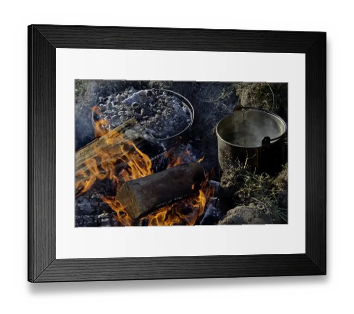 Framed Print : Food baking at a Continental Army camp reenactment Framed Print : Food baking at a Continental Army camp reenactment