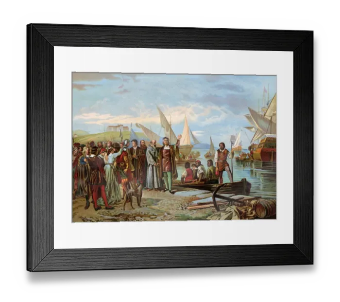 Framed Print : Departure of Columbuss first expedition from Palos Framed Print : Departure of Columbuss first expedition from Palos