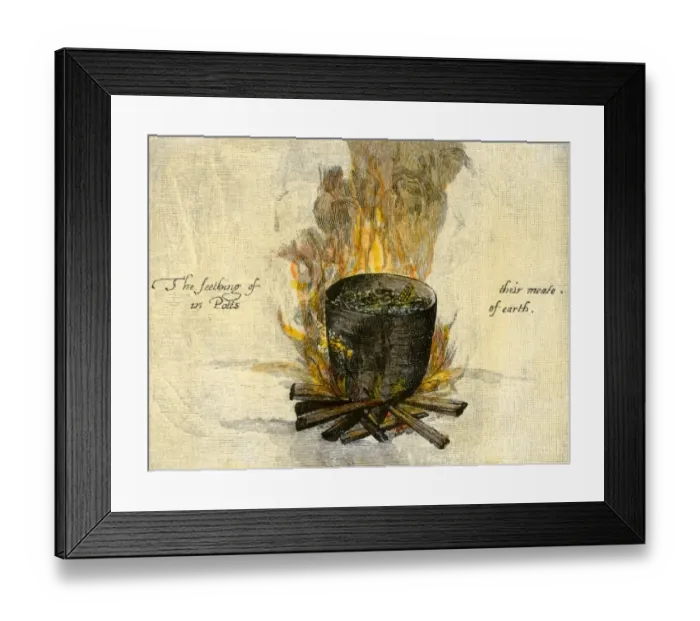 Framed Print : Cookpot of Virginia natives, 1500s