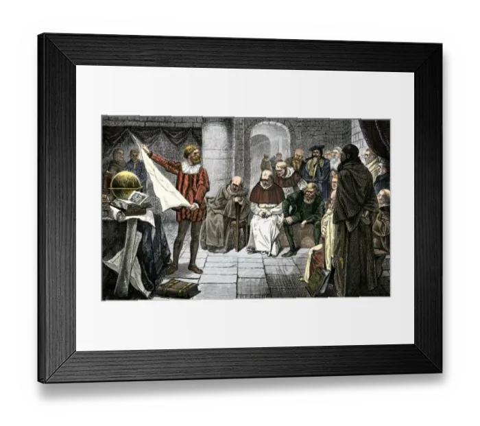 Framed Print : Christopher Columbus promoting his ideas before the Council at Salamanca Framed Print : Christopher Columbus promoting his ideas before the Council at Salamanca