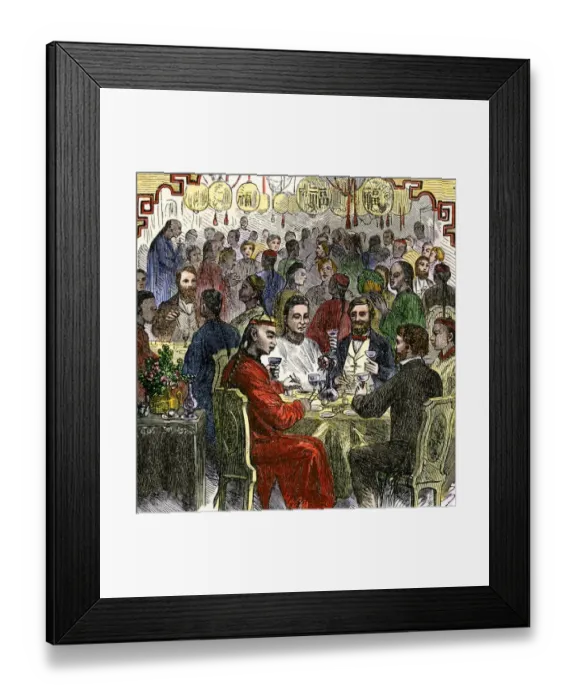 Framed Print : Chinese restaurant in San Francisco, 1860s Framed Print : Chinese restaurant in San Francisco, 1860s