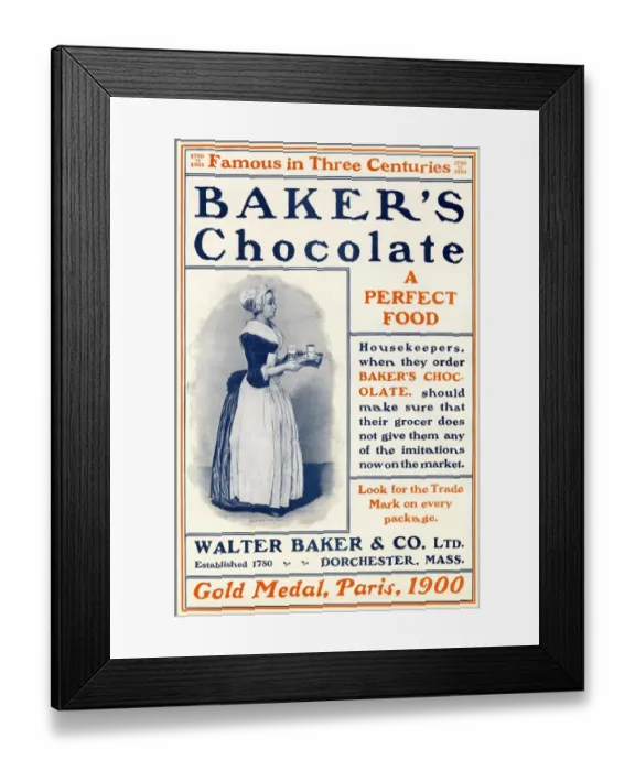 Framed Print : Ad for Bakers Chocolate, circa 1900