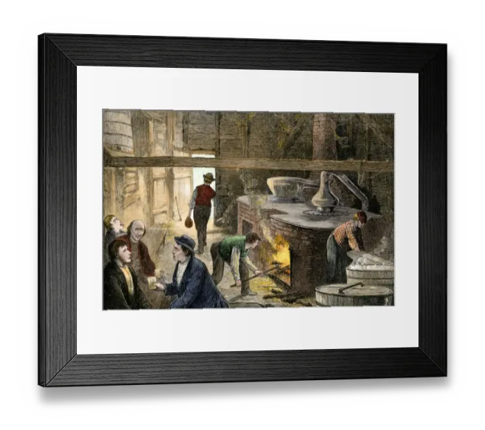 Framed Print : Making apple whiskey at a still in Rockland County New York
