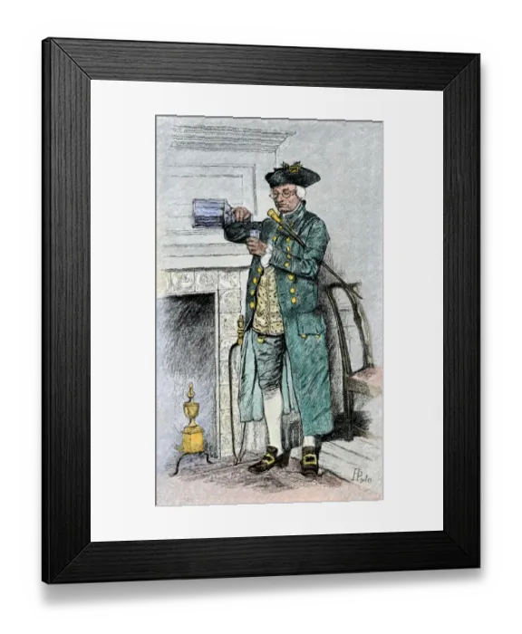 Framed Print : Colonial gentleman pouring himself a dram of liquor Framed Print : Colonial gentleman pouring himself a dram of liquor
