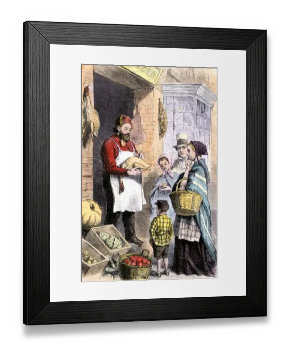 Framed Print : Family shopping for their Thanksgiving turkey