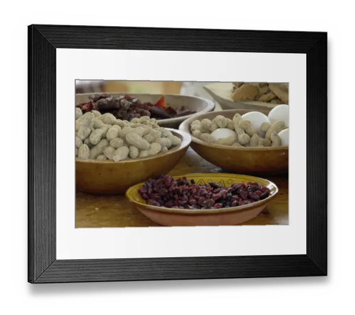 Framed Print : Peanuts, eggs, and dried berries for breakfast at a reenactment on the Yorktown battlefield Framed Print : Peanuts, eggs, and dried berries for breakfast at a reenactment on the Yorktown battlefield