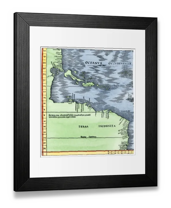 Framed Print : Early map of the New World, 1513