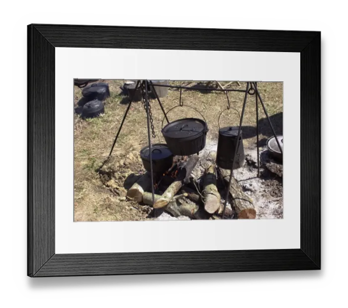 Framed Print : Campfire cooking at a Confederate encampment living history demonstration Framed Print : Campfire cooking at a Confederate encampment living history demonstration