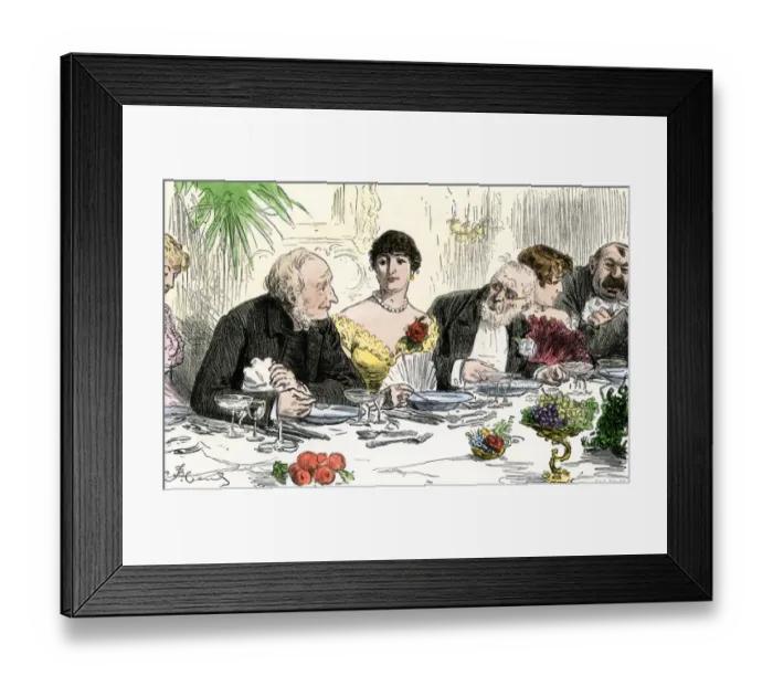 Framed Print : High society dinner guests conversing Framed Print : High society dinner guests conversing