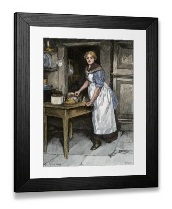 Framed Print : Scots housewife preparing haggis, 1800s