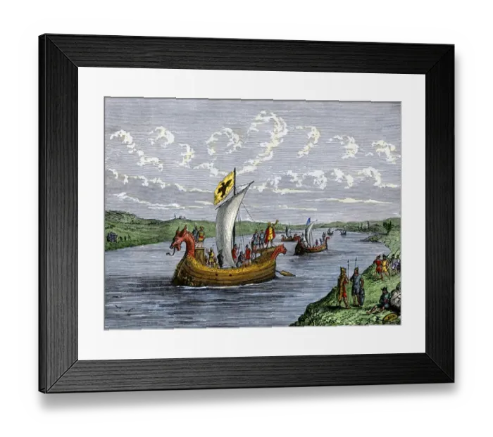 Framed Print : Viking explorers on the North American coast Framed Print : Viking explorers on the North American coast