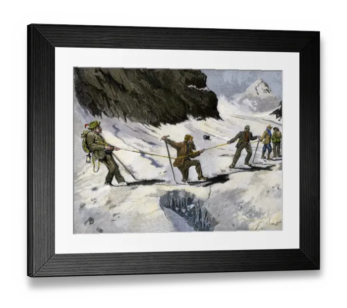 Framed Print : Mountaineering in the Alps, 1800s Framed Print : Mountaineering in the Alps, 1800s