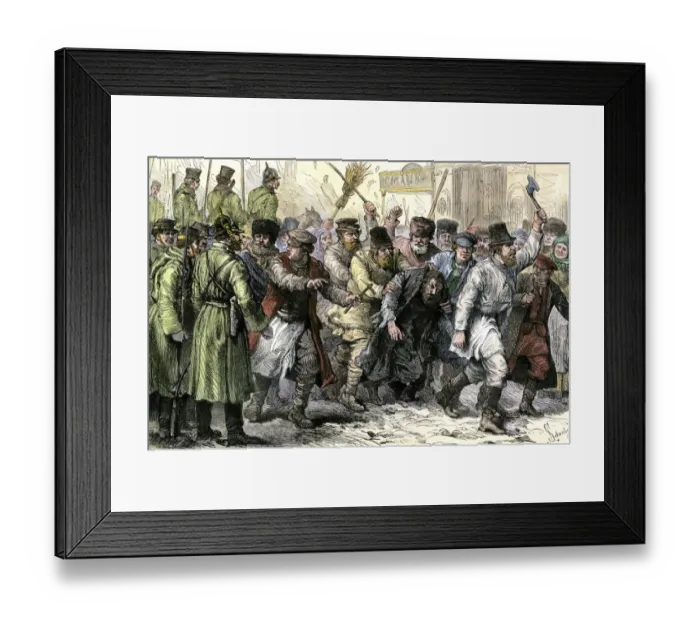 Framed Print : Jews assaulted in Kiev, 1880s Framed Print : Jews assaulted in Kiev, 1880s