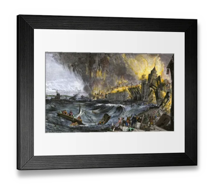 Framed Print : Lisbon destroyed by earthquake and tsunami, 1755 Framed Print : Lisbon destroyed by earthquake and tsunami, 1755